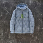 디올 자카드 오블리크 데님 후드 다운 자켓