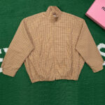 미우미우 【잔디집】 블루종 체크 캔버스 자켓 （레어）