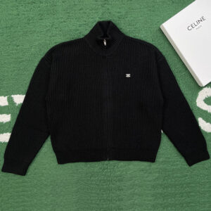 셀린느 【잔디집】 트러커 울 립드 트리옹프 스웨터 （레어）