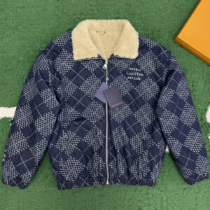 루이비통 【잔디집】 다미에 아가일 인디고 데님 후리스 블루종（레어）