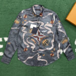 루이비통 【잔디집】 프린티드 셔츠 실크 (레어)