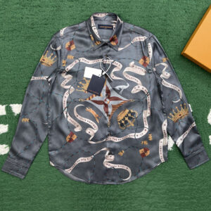 루이비통 【잔디집】 프린티드 셔츠 실크 (레어)