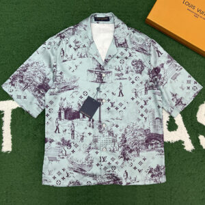 루이비통 【잔디집】 모노그림 시티 워크 프린트 실크 반팔 셔츠（레어）