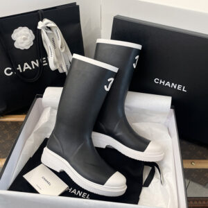 샤넬 【TJ공장】 CC 로고 레인 부츠 러버 카우초크 （터보）