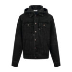 셀린느 【잔디집2】 트러커 후드 데님 자켓 블랙（세븐）