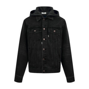 셀린느 【잔디집2】 트러커 후드 데님 자켓 블랙（세븐）