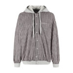 발렌시아가 【잔디집2】 로고 체크 후드 버튼 셔츠（세븐）