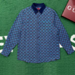 구찌 【잔디집】 GG 비쉬 코튼 울 자카드 셔츠（레어）