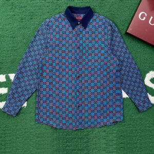 구찌 【잔디집】 GG 비쉬 코튼 울 자카드 셔츠（레어）