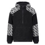 펜디 【잔디집2】 FF로고 배색 하프 집업 후드 후리스（세븐）