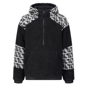 펜디 【잔디집2】 FF로고 배색 하프 집업 후드 후리스（세븐）