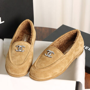 샤넬 【Happy】 시어링 스웨이드 모카신 로퍼 （TJ공장）