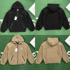 셀린느 【잔디집】 트리옹프 패치 울 코튼 플리스 후드 집업 자켓 (레어)