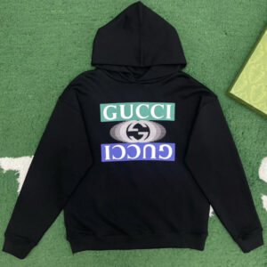 구찌 【잔디집】 로고 프린트 코튼 저지 후드（레어）