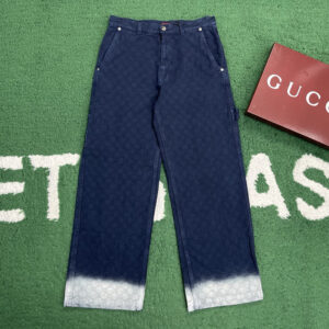 구찌 【잔디집】 GG 블리치 코튼 데님 자카드 팬츠 그라데이션 (레어)