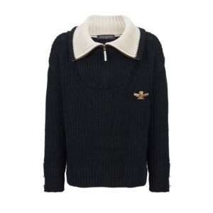 루이비통 【잔디집2】 청키 울 블렌드 하프 집업 풀오버 니트（세븐）