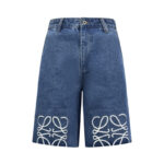 로에베 【잔디집2】 아나그램 언더 로고 데님 숏 팬츠（세븐）