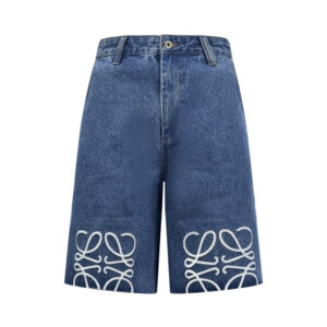 로에베 【잔디집2】 아나그램 언더 로고 데님 숏 팬츠（세븐）