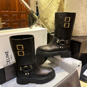 셀린느 【Hello】 하네스 바이커 미들 부츠（TJ공장）