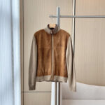 미우미우 울 앤 레더 지퍼 가디건