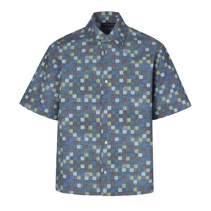 루이비통 【잔디집2】 다미에 샴브레이 반팔 셔츠（세븐）