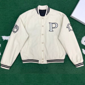 프라다 【잔디집】 봄버 자켓 코튼 로고 패치 （레어）