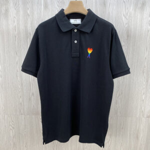 아미 레인보우 로고 반팔 폴로 셔츠