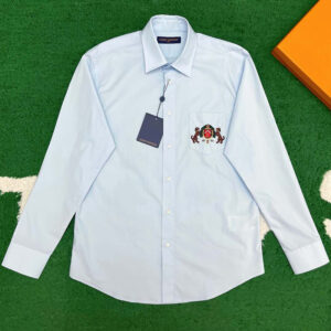 루이비통 【잔디집】 LV도그 엠브로이더드 롱 슬리브드 코튼 셔츠（레어）