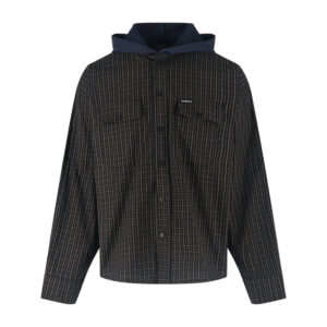 발렌시아가 【잔디집2】 로고 체크 패치워크 후드 집업 자켓（세븐）