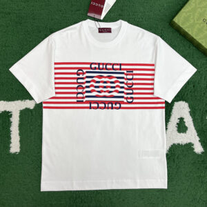 구찌 【잔디집】 스트라이프 로고 프린트 반팔 티셔츠 (레어)