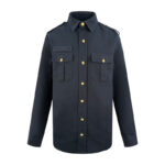 셀린느 【잔디집2】 로고 트리오페 버튼 코튼 울 셔츠（세븐）