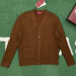 구찌 【잔디집】 리브 울 캐시미어 니트 가디건 (레어)