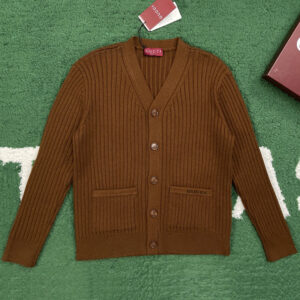 구찌 【잔디집】 리브 울 캐시미어 니트 가디건 (레어)