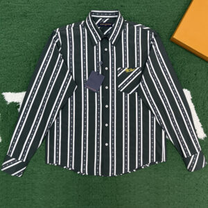 루이비통 【잔디집】 스트라이프 타이 올오버 자카드 실크 셔츠（레어）