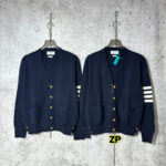 톰브라운 【사슬공장】 사선완장 밀라노 스티치 코튼 크레이프 가디건