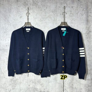 톰브라운 【사슬공장】 사선완장 밀라노 스티치 코튼 크레이프 가디건