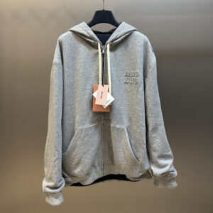 미우미우 【사슬공장】 로고 자수 코튼 후드 집업