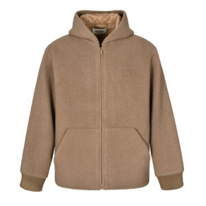 미우미우 【잔디집2】 로고 울 후드 집업 자켓（세븐）