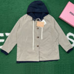 미우미우 【잔디집】 파나마 코튼 테크니컬 퐁제 블루종 자켓 （레어）