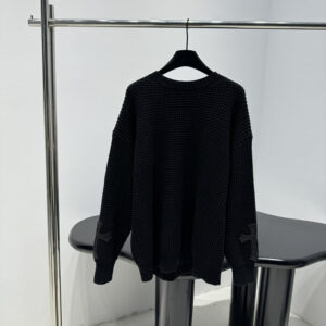 크롬하츠 레더 스웨터 니트 크로스 패치