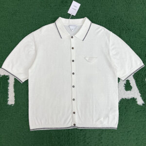 보테가베네타 【잔디집】 코튼 부클레 반팔 셔츠（레어）