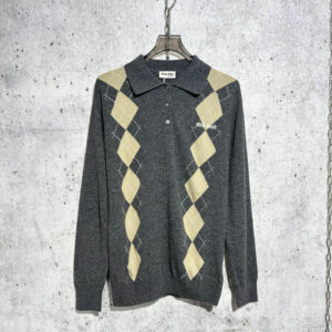 미우미우 【사슬공장】 로고 폴로 셔츠 아가일 캐시미어