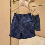 버버리 트윌 체크 드로스트링 숏 팬츠 미드나이트