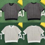 펜디 【잔디집】 점퍼 페브릭 반팔 니트 스웨터 (레어)