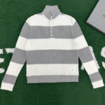 톰브라운 【잔디집】 스트라이프 럭비 폴로 스웨터 니트（레어）