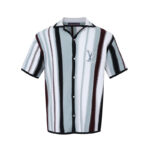 루이비통 【잔디집2】 스트라이프 크로셰 숏 슬리브드 셔츠（세븐）