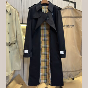 버버리 남성용 켄징턴 롱 트렌치코트 블랙 해리티지