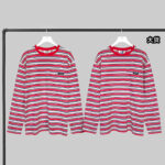 미우미우 【YD공장】 로고 스트라이프 코튼 긴팔 티셔츠