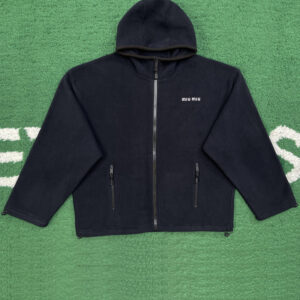 미우미우 【잔디집】 로고 코튼 플리스 후드 집업（레어）