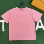 루이비통 【잔디집】 시그니처 워시드 리브드 자수 반팔 티셔츠（레어）